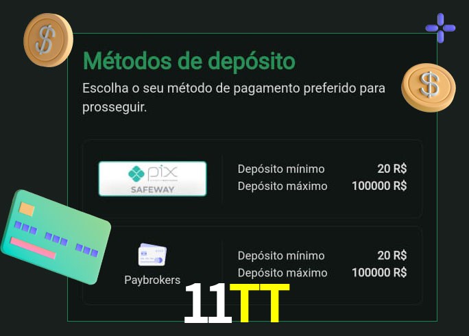 O cassino 11TT oferece uma grande variedade de métodos de pagamento